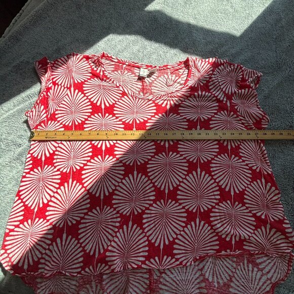 Joie Womens Top Plus Size 3X Red Floral 100% Linen Beach Lagenlook Boho 18498 - Picture 4 of 9